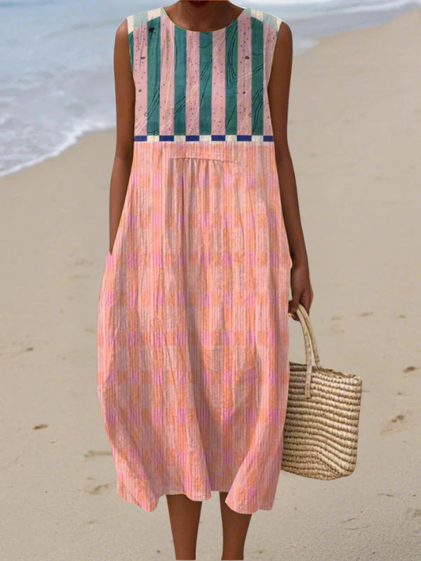 Solveig | Vestido midi a rayas pastel