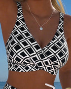 Twee-delige Bikini Met Bh-Snit En Diamantpatroon
