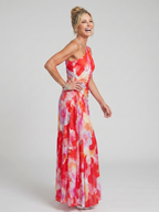 Taya | Vestido Midi com Corpo Plissado de Um Ombro