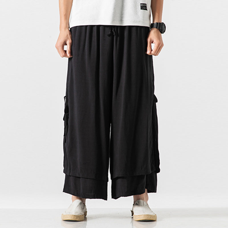 Mario - Pantalón culotte de dos piezas con tirantes laterales