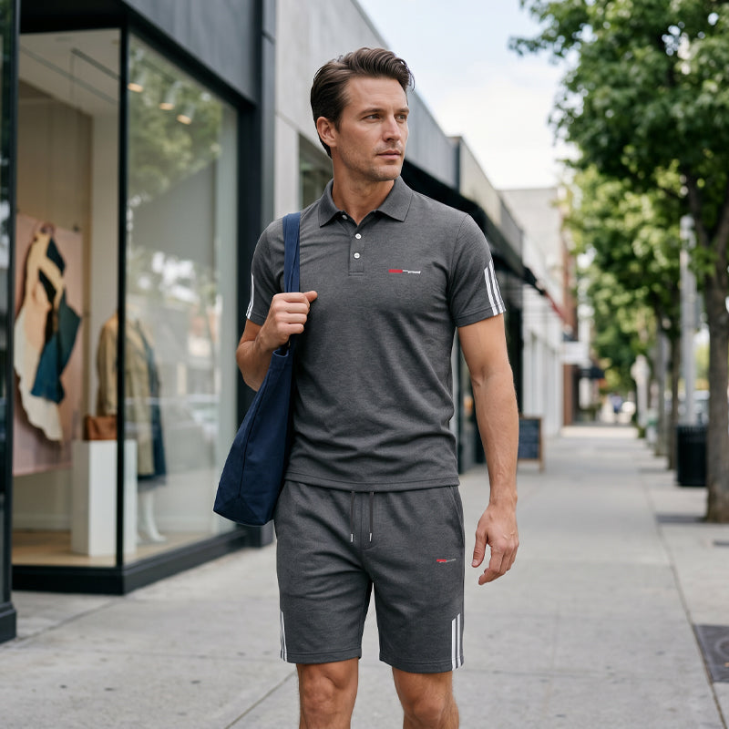 👕 Conjunto de 2 piezas para hombre – Camiseta de manga corta y short, transpirable, cómodo y versátil para el día a día, deporte y viajes ☀️🩳