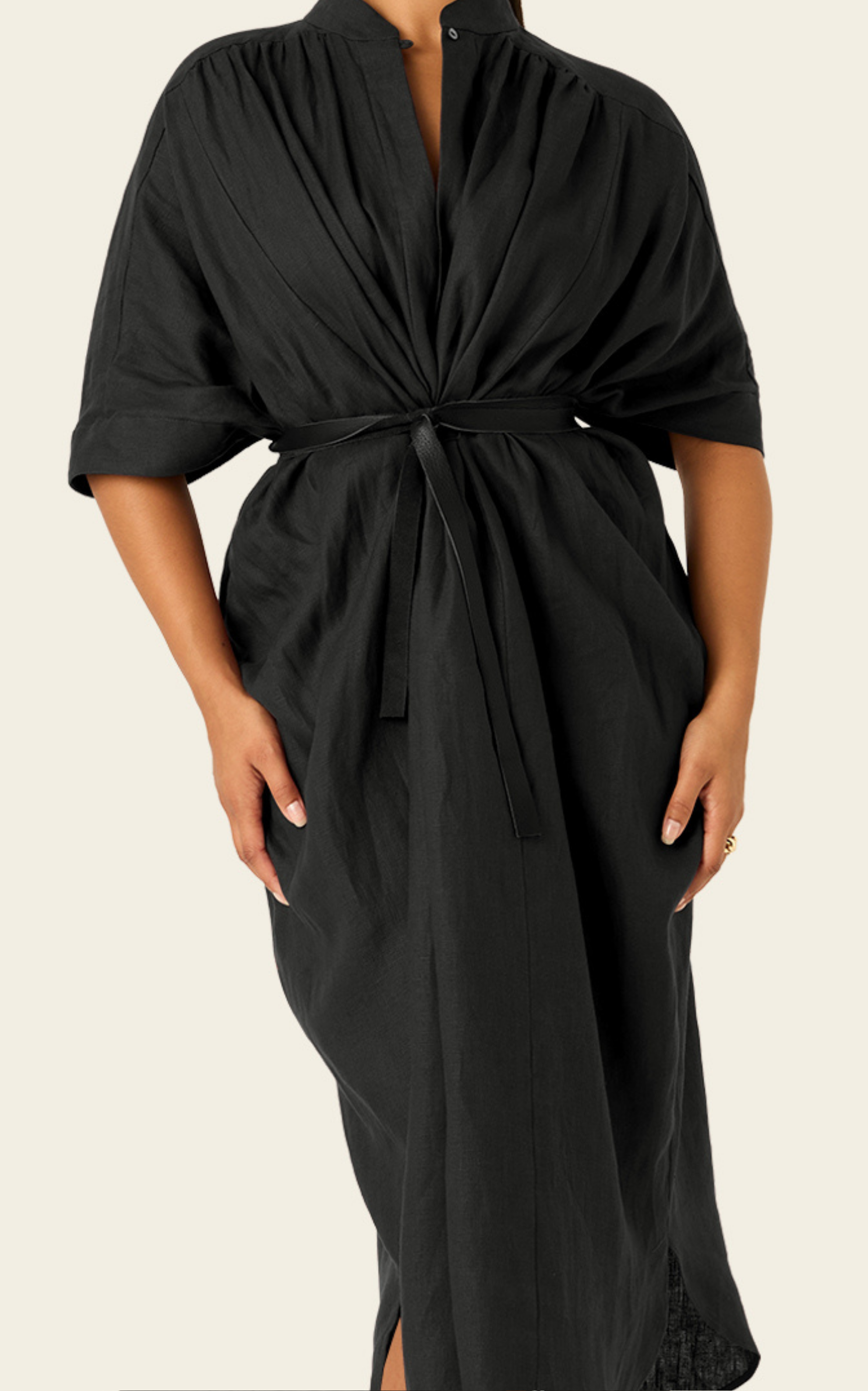 Cinturón Envolvente Luxe de Cuero - Negro
