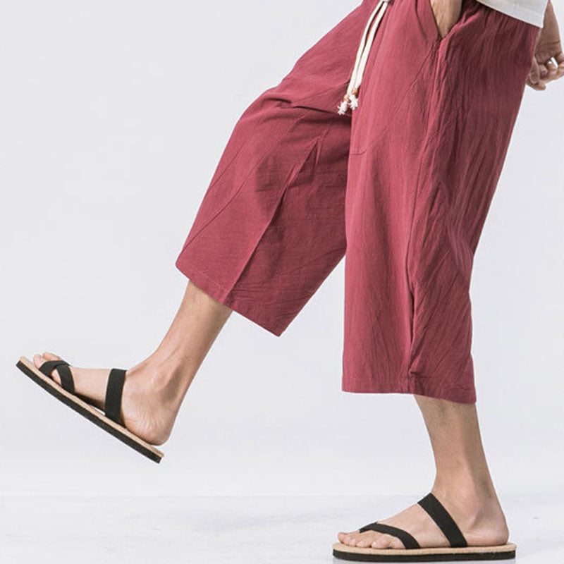 Marcos - Pantalones harem holgados de algodón y lino