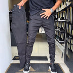 Pantalones informales de corte ajustado para hombre, de color liso (50 % de descuento)