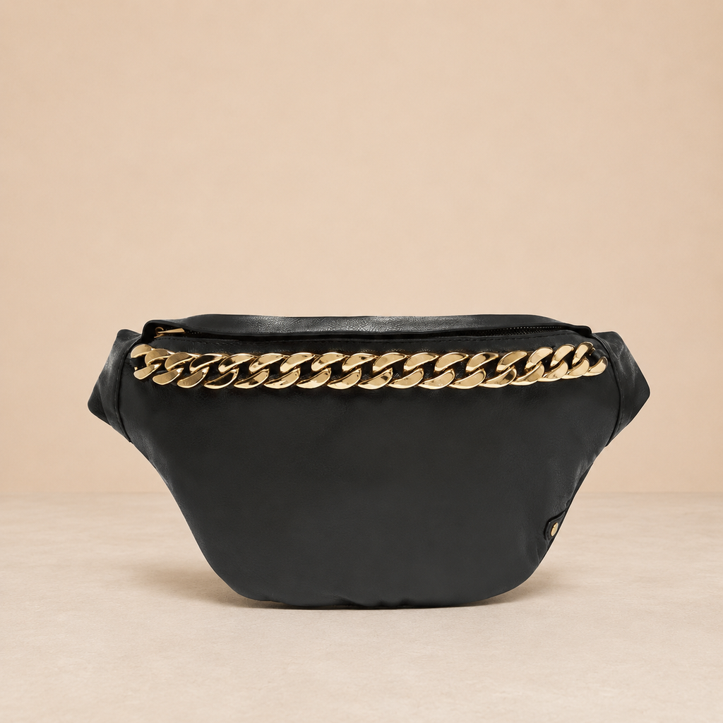 Riñonera NEGRO / DORADO en piel suave