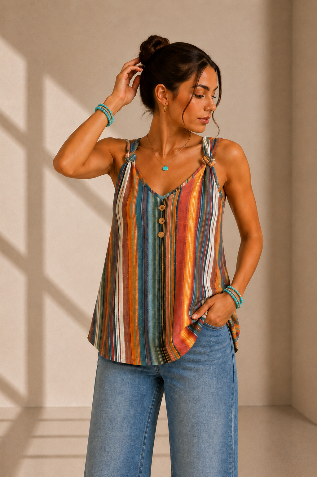 Laura | Blusa sin mangas a rayas de colores