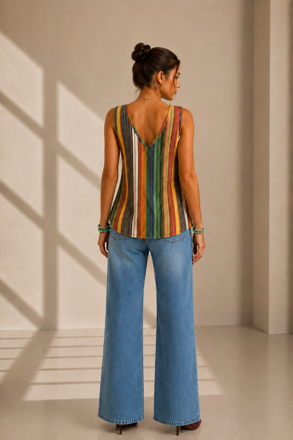 Laura | Blusa sin mangas a rayas de colores