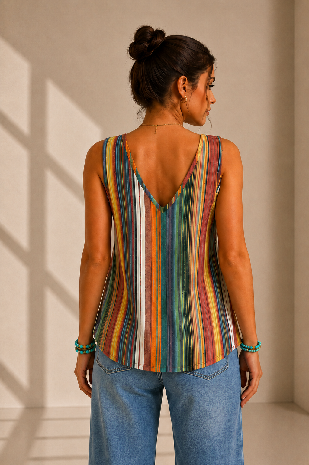 Laura | Blusa sin mangas a rayas de colores
