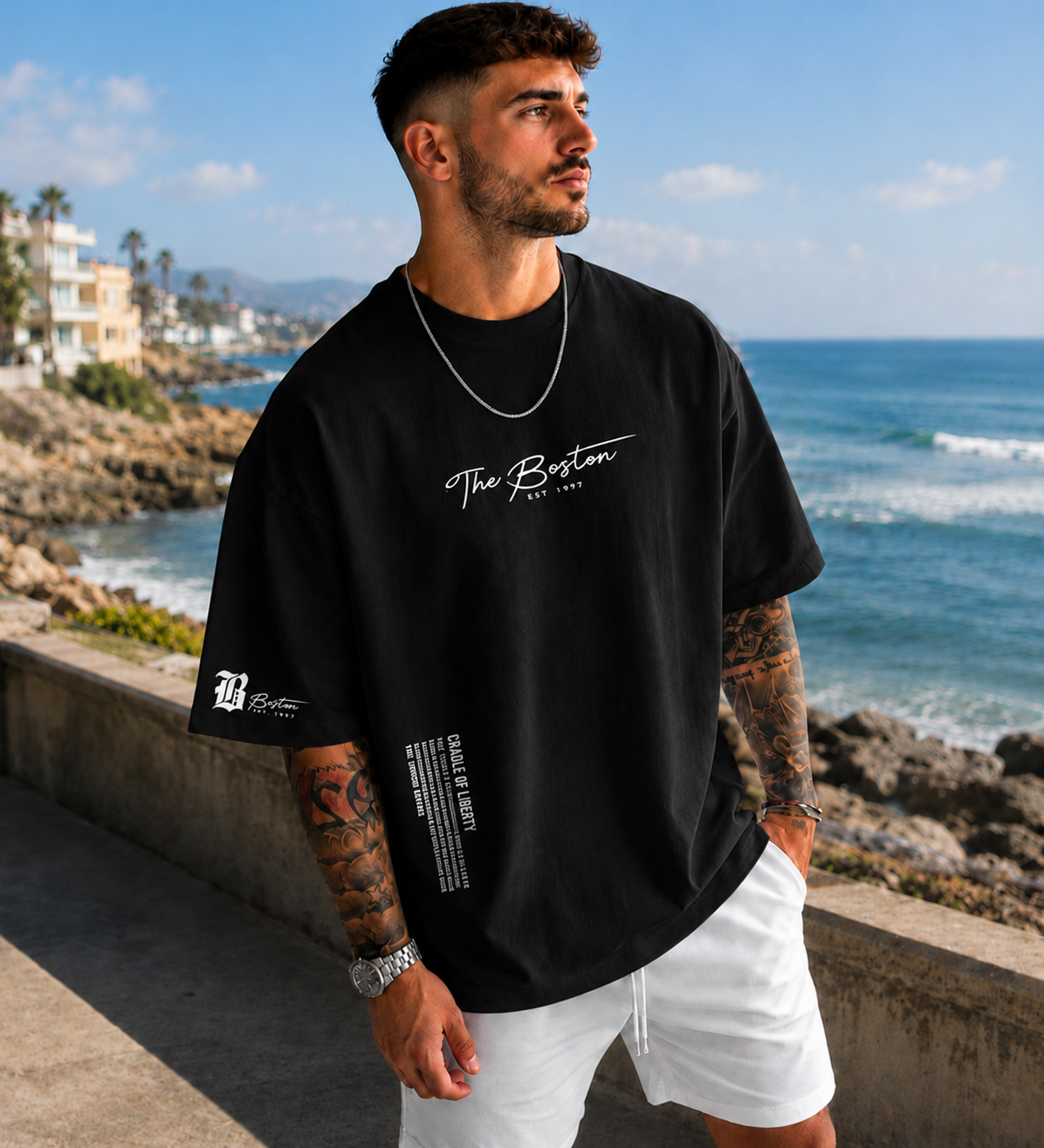 Diego-Camiseta Oversize informal con estampado