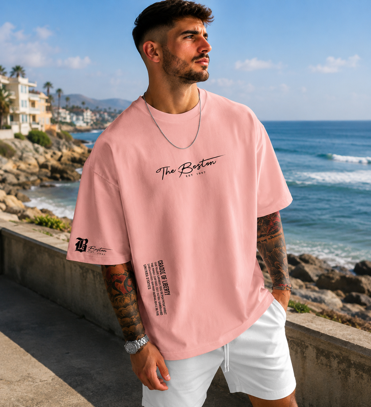 Diego-Camiseta Oversize informal con estampado