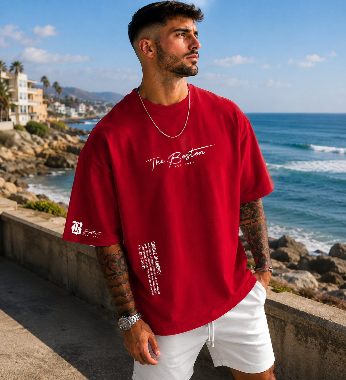 Diego-Camiseta Oversize informal con estampado