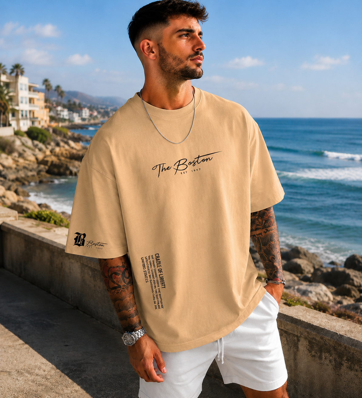 Diego-Camiseta Oversize informal con estampado