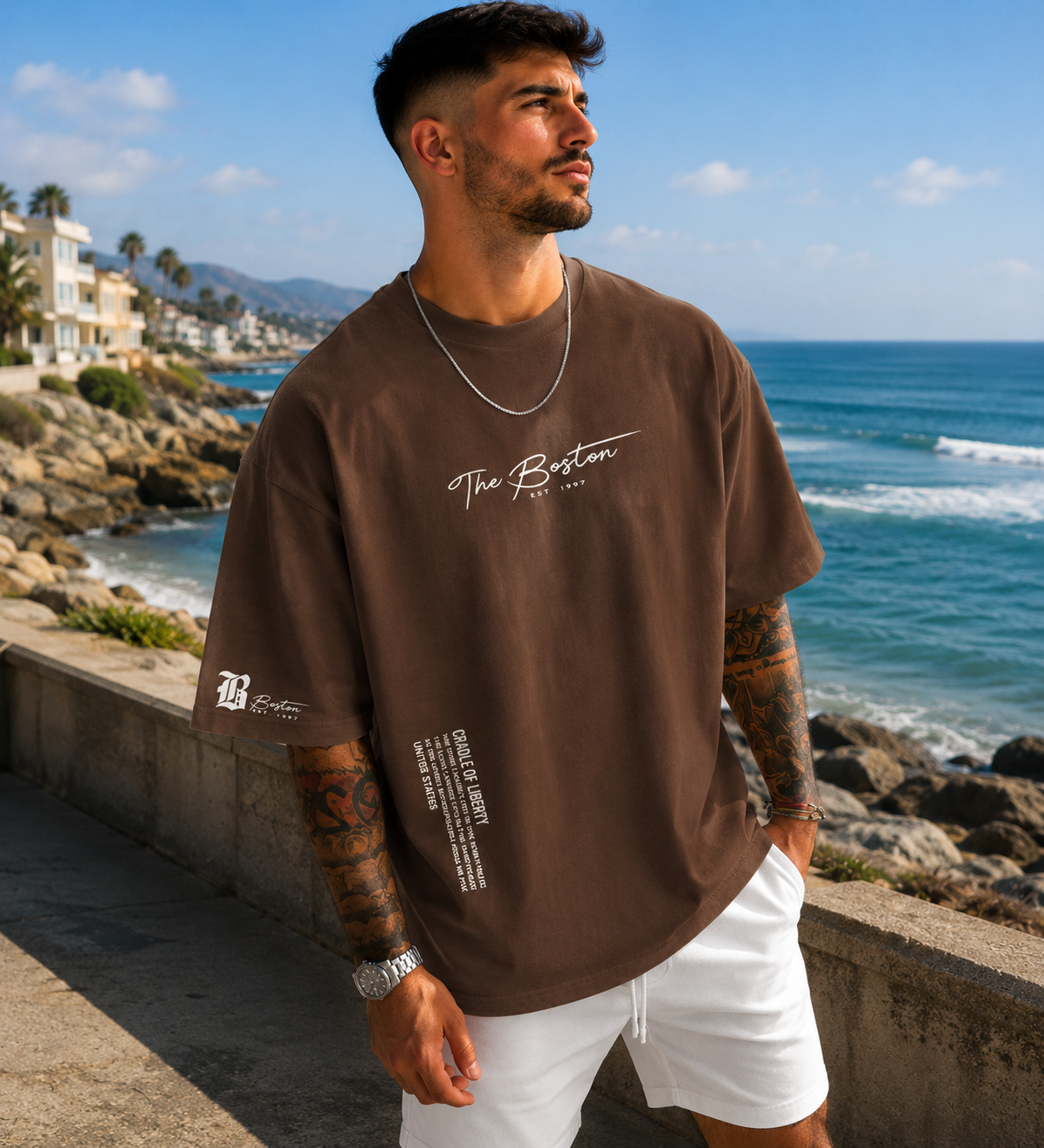 Diego-Camiseta Oversize informal con estampado