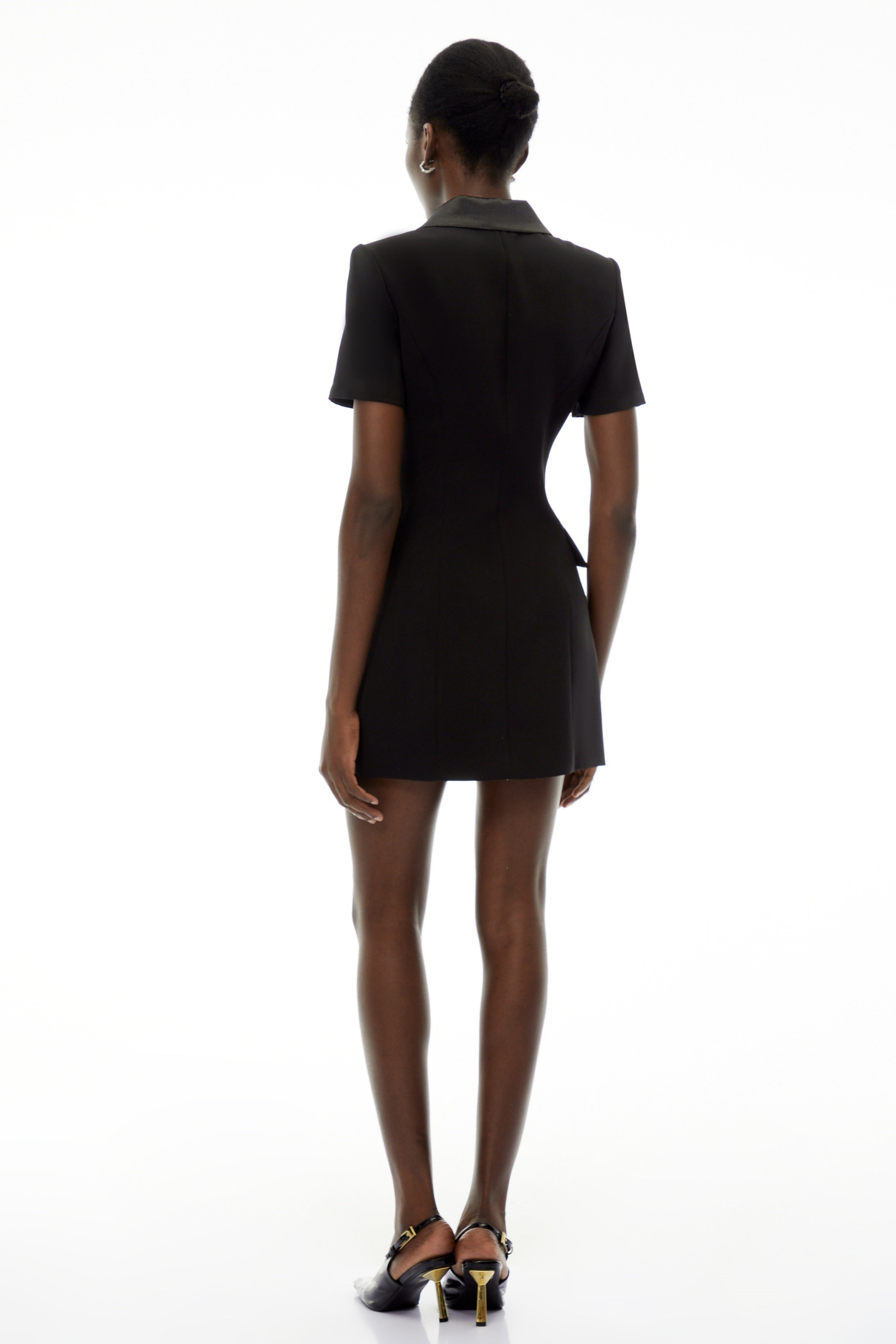 Daniella Negro Vestido-blazer Bordado con Doble Botonadura