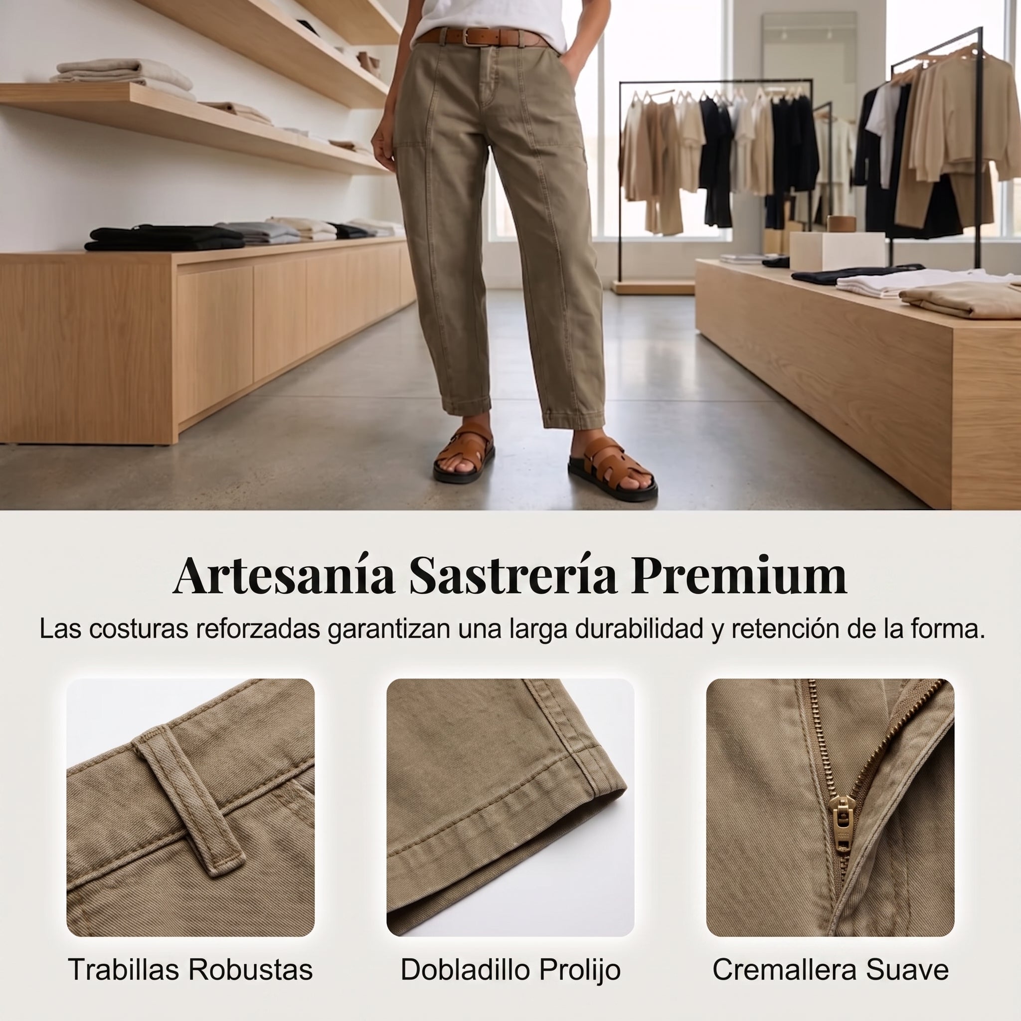 Pantalón Utility de Tiro Alto y Corte Cónico para Mujer