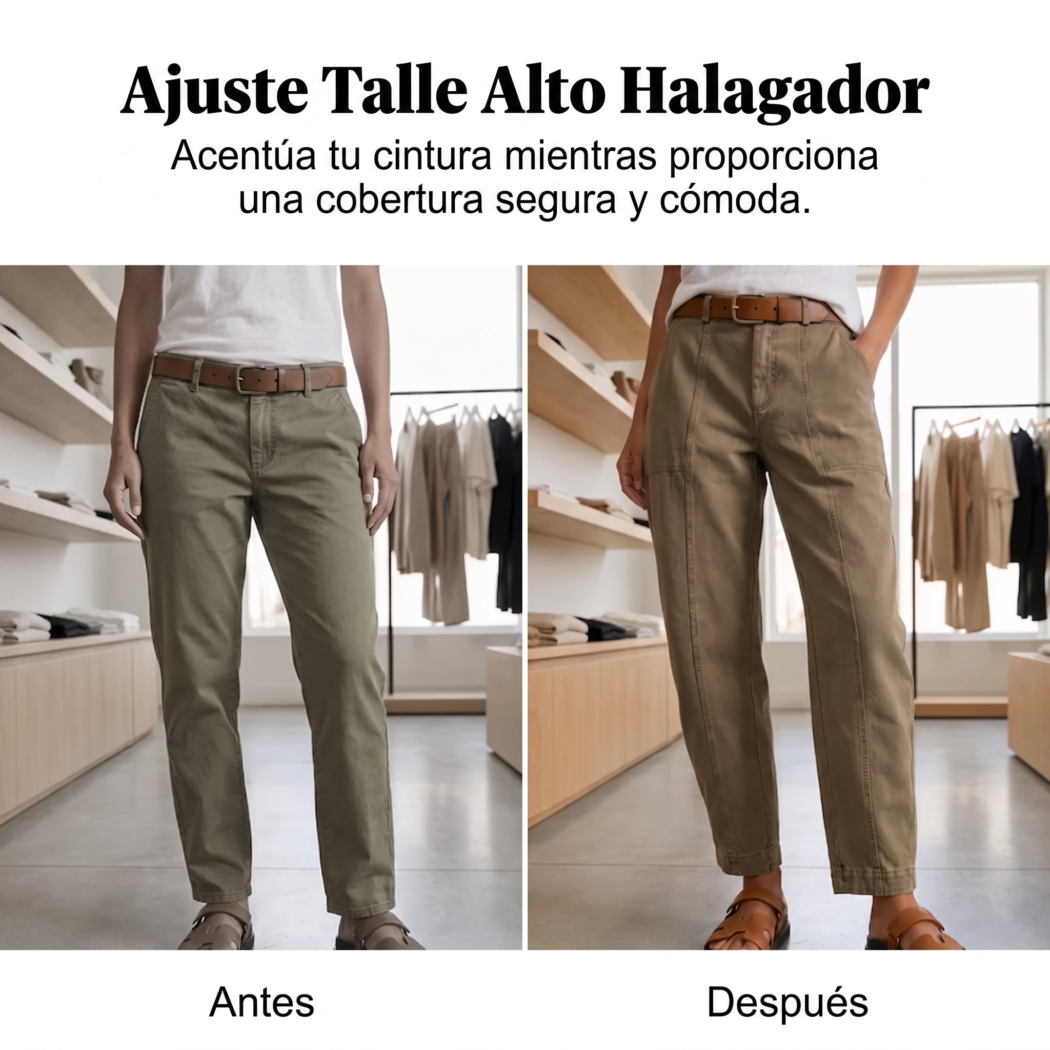 Pantalón Utility de Tiro Alto y Corte Cónico para Mujer