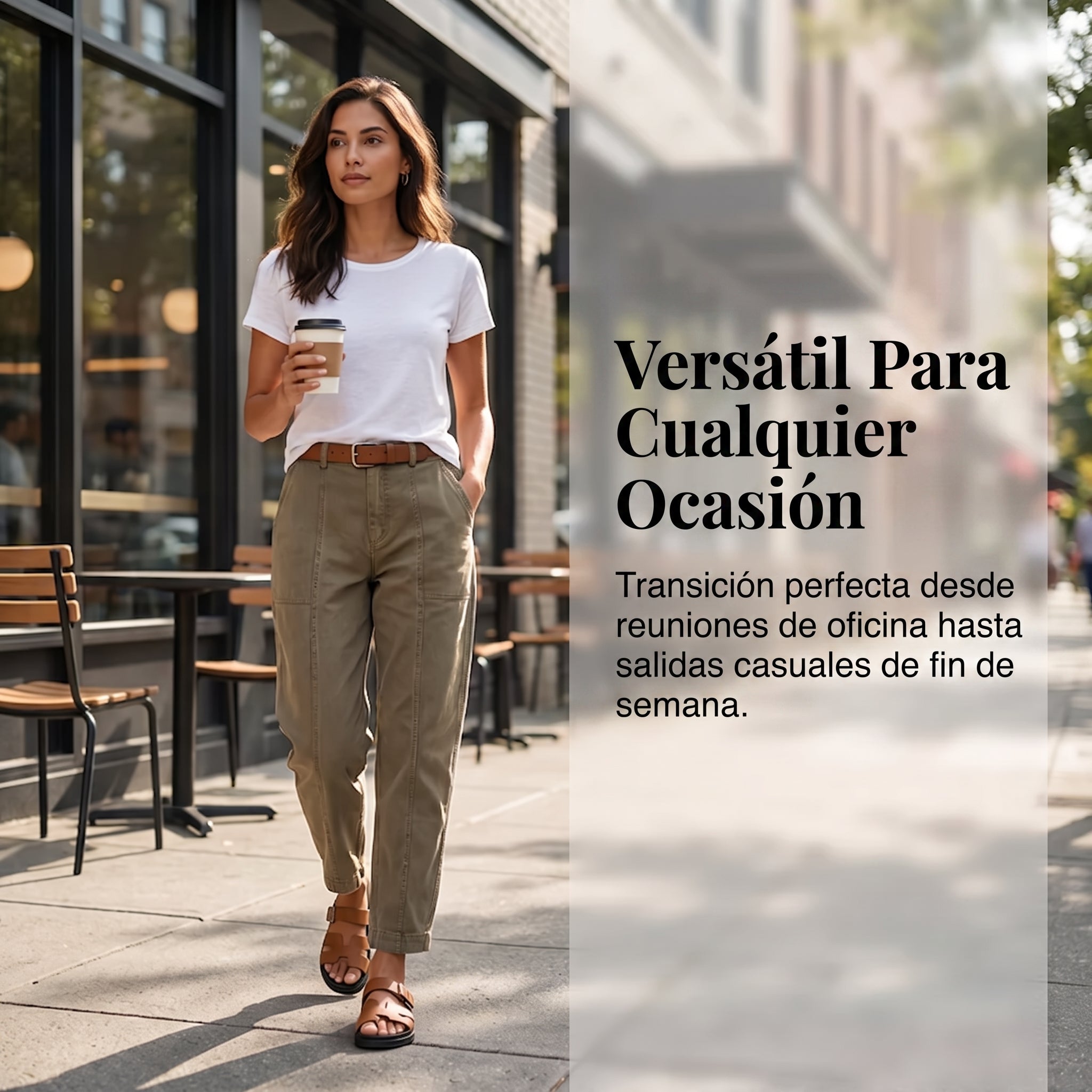 Pantalón Utility de Tiro Alto y Corte Cónico para Mujer