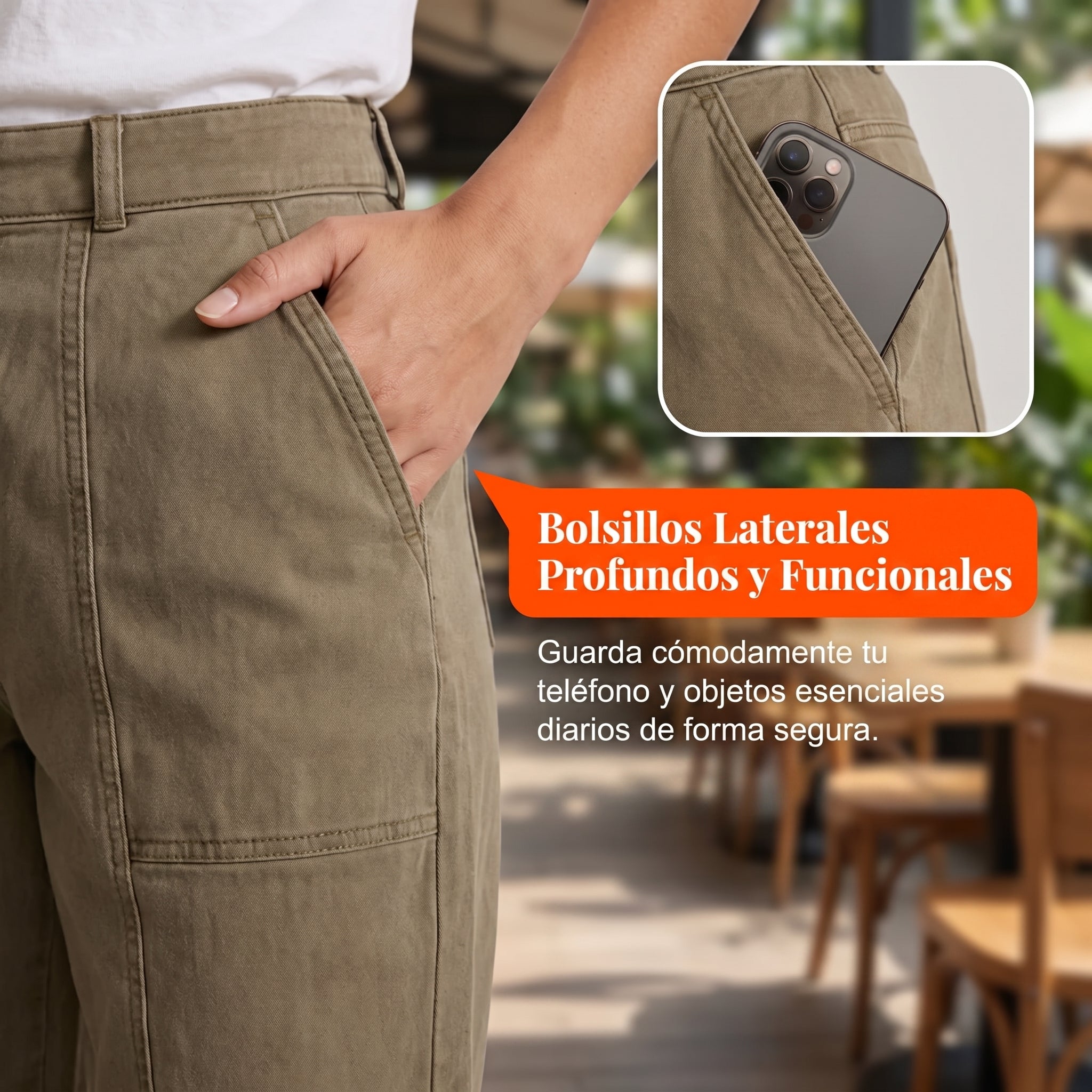 Pantalón Utility de Tiro Alto y Corte Cónico para Mujer