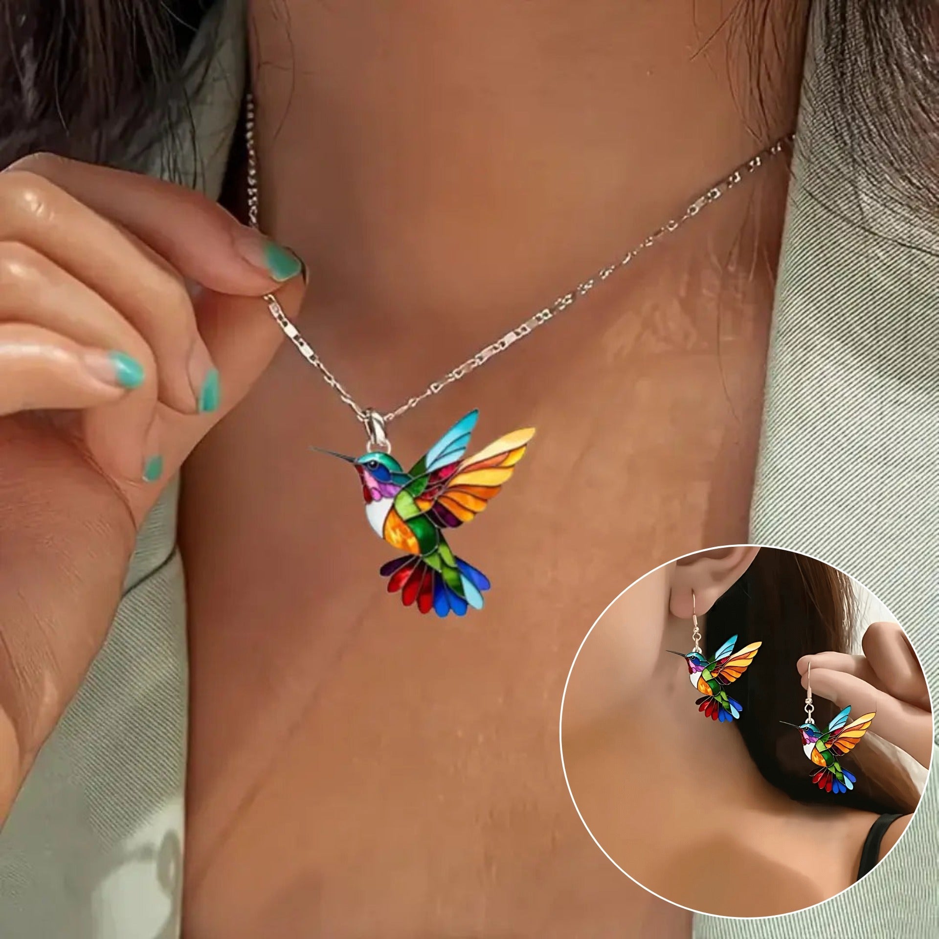 Kim™ | Collar y Aretes de Colibrí