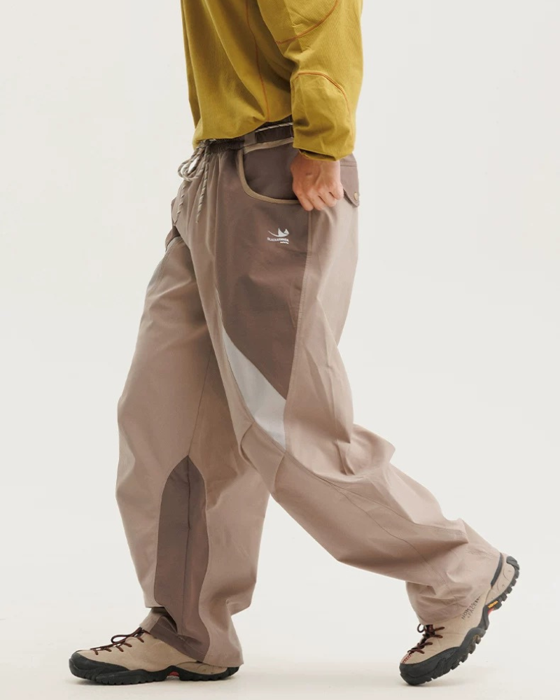 Pantalones de senderismo de corte ancho con paneles, resistentes al viento y para uso al aire libre