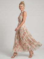 Aurelle | Vestido Midi Floral com Decote Halter