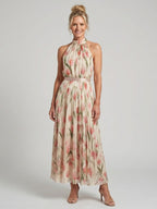 Aurelle | Vestido Midi Floral com Decote Halter