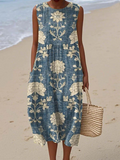 Gudrun | Vestido midi bohemio de algodón tejido