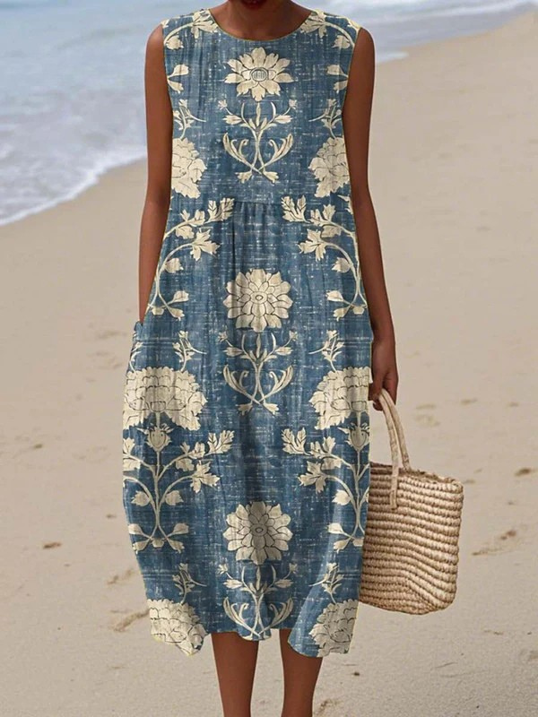 Gudrun | Vestido midi bohemio de algodón tejido