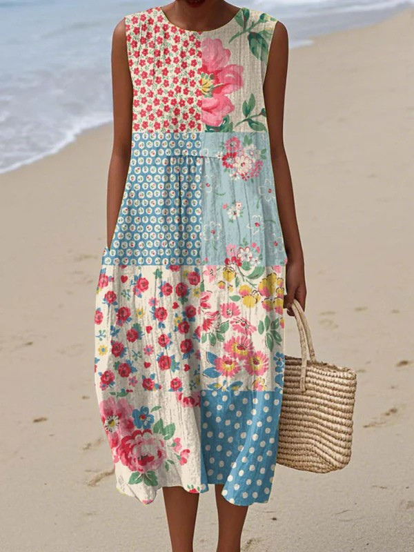 Lovisa | Vestido midi patchwork en colores mezclados y algodón