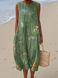 Melissa | Woodland Vestido Midi de Algodón - Verde