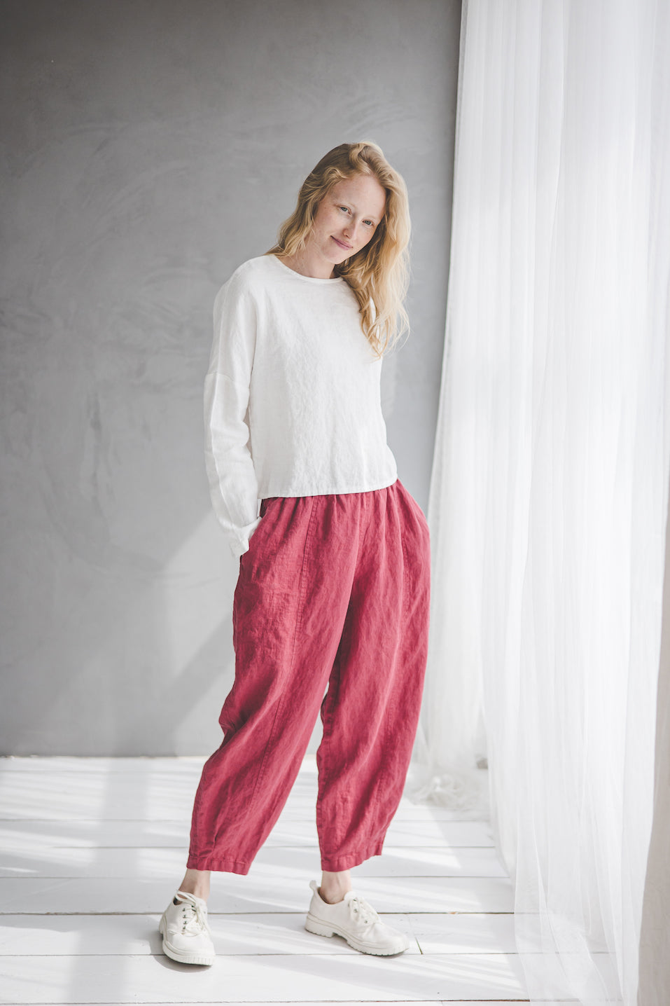 Pantalón Cónico de Lino - Estilo Casual
