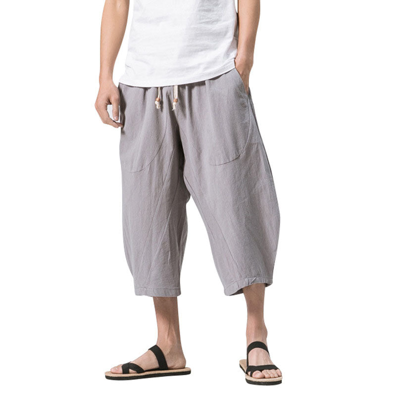 Marcos - Pantalones harem holgados de algodón y lino