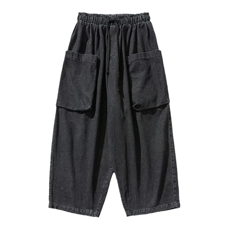 Javier - Pantalones vaqueros anchos de estilo retro japonés con corte holgado y bolsillos grandes