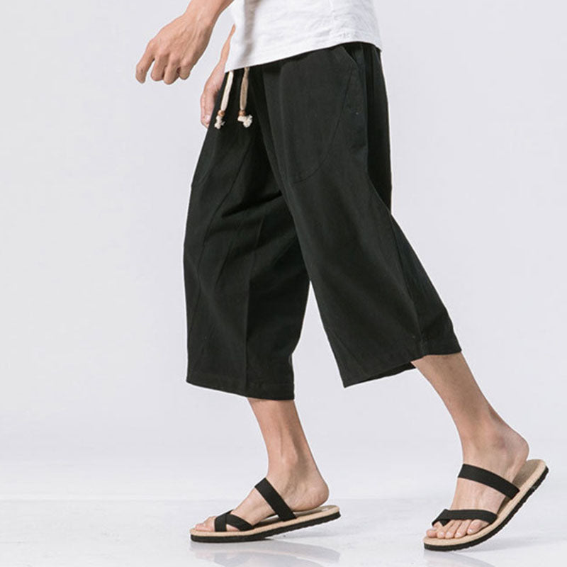 Marcos - Pantalones harem holgados de algodón y lino