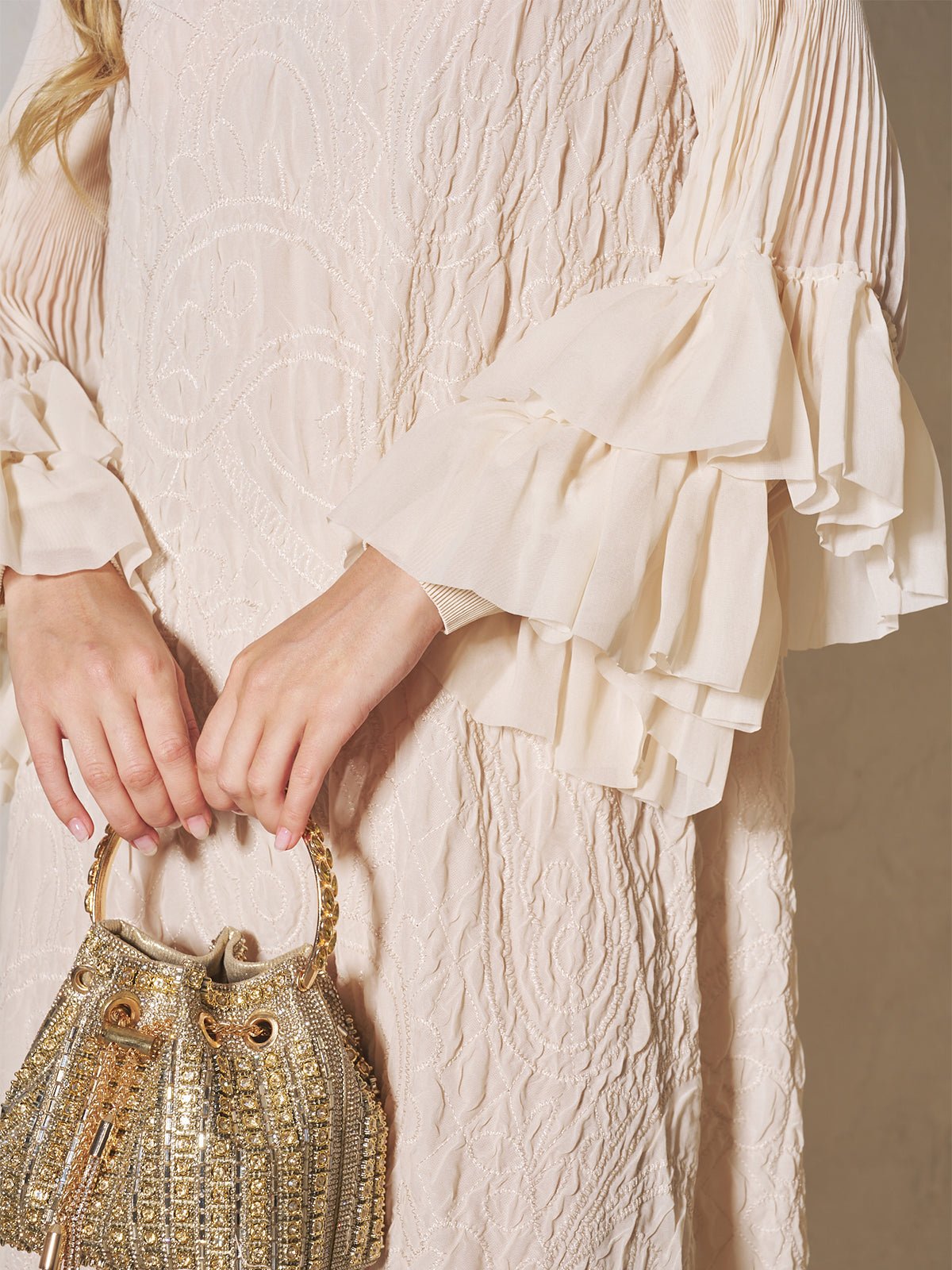 Monse - Vestido con volantes bordados y apliques florales