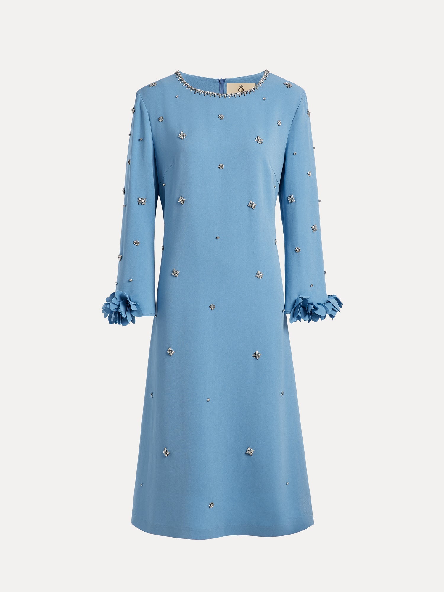 Bea - Vestido floral de corte en A con abalorios, confeccionado a mano