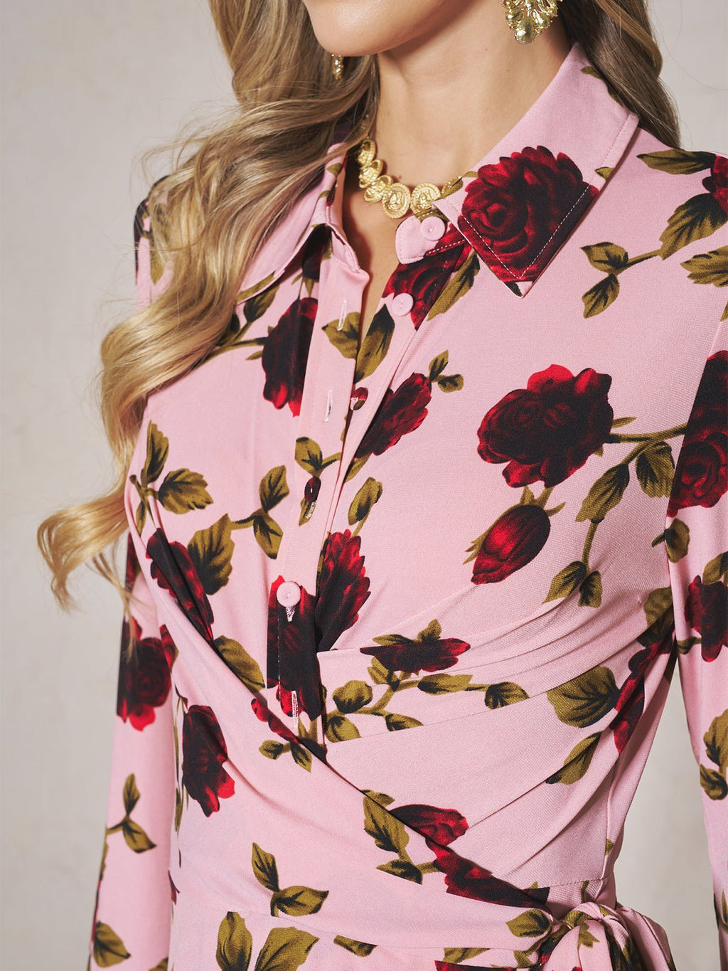 Raquel - Vestido de punto con estampado de rosas
