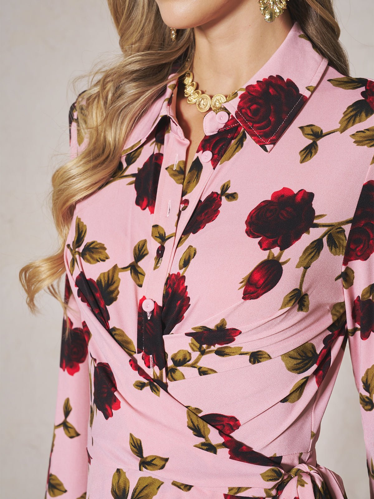 Raquel - Vestido de punto con estampado de rosas