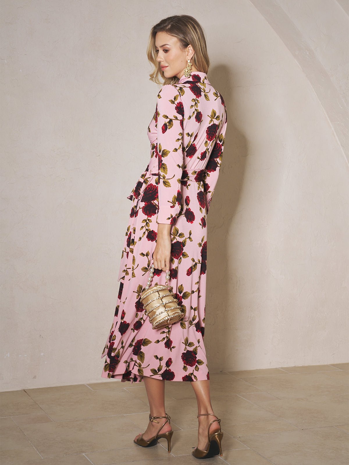 Raquel - Vestido de punto con estampado de rosas