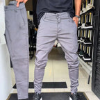 Pantalones informales de corte ajustado para hombre, de color liso (50 % de descuento)