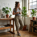 Elena | Pantalón Cargo de Tiro Alto Premium