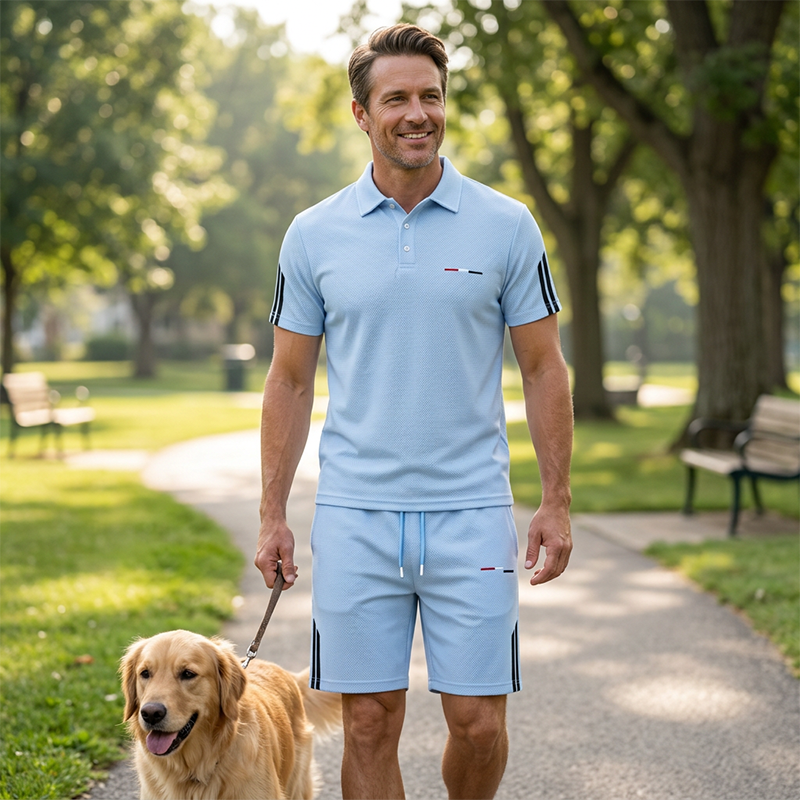 👕 Conjunto de 2 piezas para hombre – Camiseta de manga corta y short, transpirable, cómodo y versátil para el día a día, deporte y viajes ☀️🩳