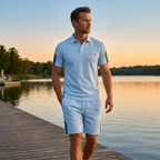 👕 Conjunto de 2 piezas para hombre – Camiseta de manga corta y short, transpirable, cómodo y versátil para el día a día, deporte y viajes ☀️🩳