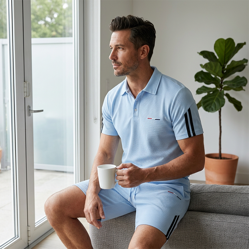 👕 Conjunto de 2 piezas para hombre – Camiseta de manga corta y short, transpirable, cómodo y versátil para el día a día, deporte y viajes ☀️🩳